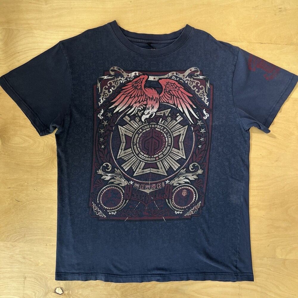 Vintage Southpole Premium Shirt 2XL Navy Y2K Eagle Tribal Art Skater Punk